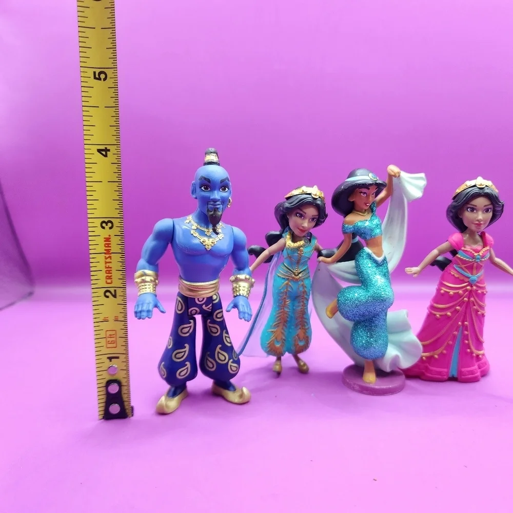 Disney Aladdin Lot Genie Jasmine Blue Pink 4 Inch Toy Figures - Picture 4 of 4